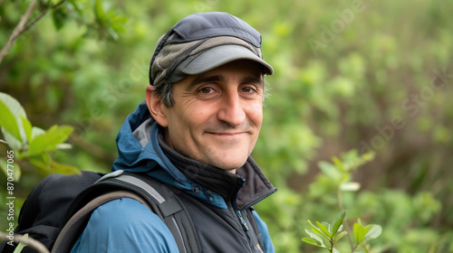 Man Hiking Through Forest Trail, Nature Exploration. Outdoor Adventure, Green Foliage, Backpacking, Leisure Activity, Eco Friendly Travel, Wilderness Trekking, Healthy Lifestyle, Scenic Background