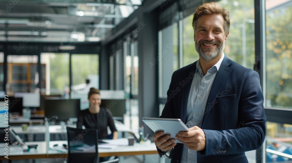 The confident businessman with tablet The confident businessman with tablet