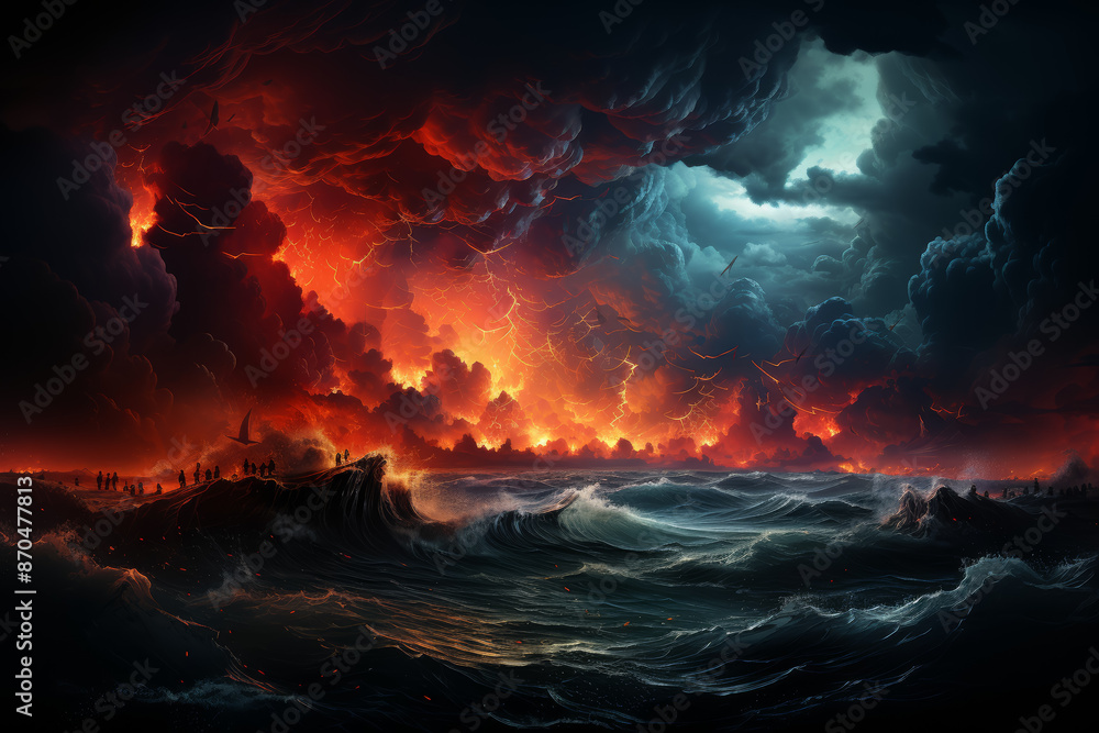 A collage of weather phenomena, featuring storm clouds, lightning strikes, and rainbow hues, capturing the drama and beauty of the natural world. Generative Ai. A collage of weather phenomena, featuring storm clouds, lightning strikes, and rainbow hues, capturing the drama and beauty of the natural world. Generative Ai.