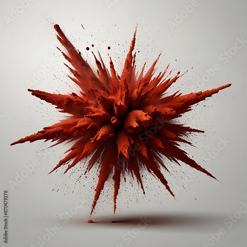 Abstract red dust explosionon white background. photo