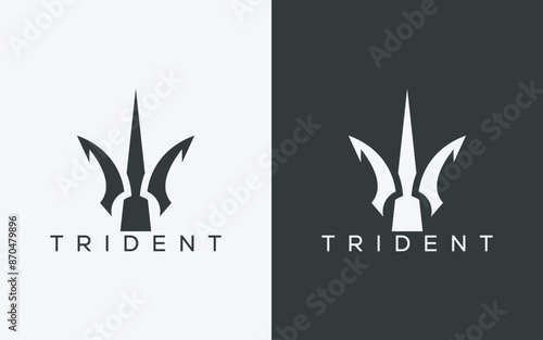 Minimalist trident logo. Modern abstract trident logo