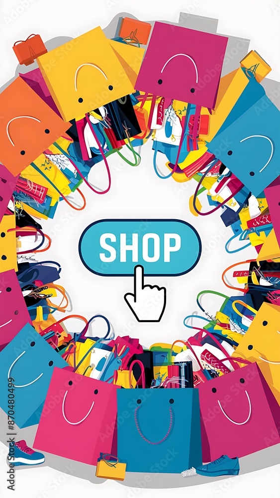 shopping bags and Shop button shopping bags and Shop button