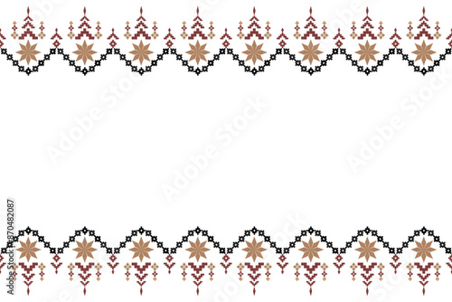 Geometric Ethnic Oriental Pattern Traditional On White Background.Aztec Style,Embroidery,Abstract,Vector.Design for Texture,Fabric,Clothing,Wrapping,Decoration,Carpet,Sarong,Wallpaper.                
