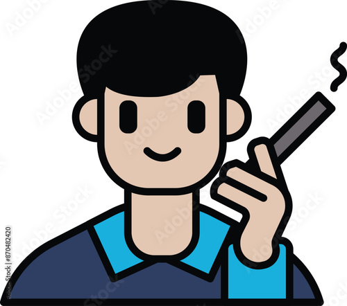 A man is smoking a cigarette and smiling