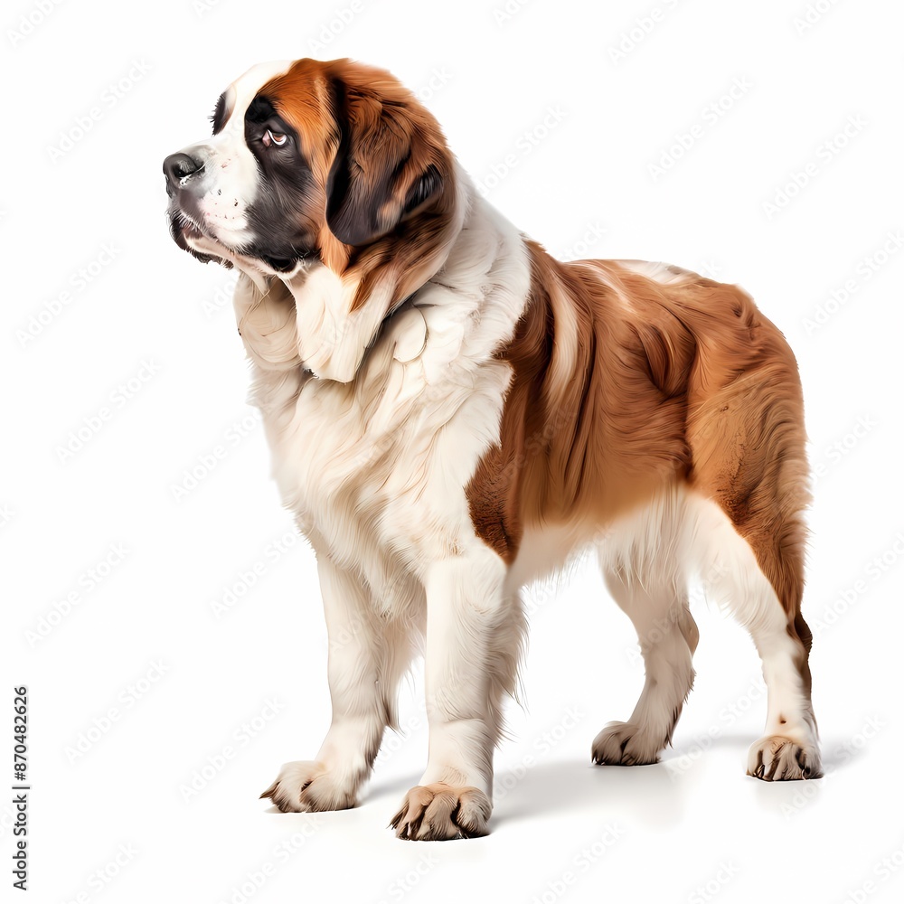 St bernard dog breed standing against white background St bernard dog breed standing against white background