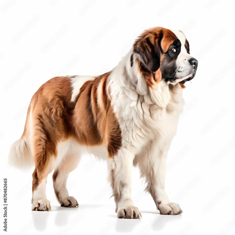 St bernard dog breed standing against white background St bernard dog breed standing against white background