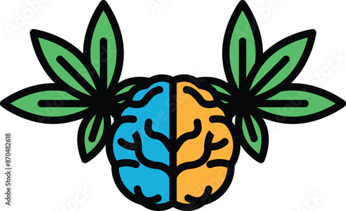A brain with two leaves on either side
