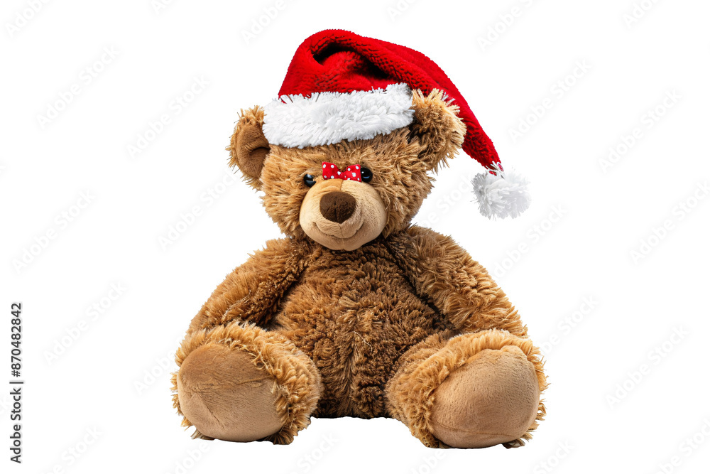 a stuffed bear wearing a santa hat a stuffed bear wearing a santa hat