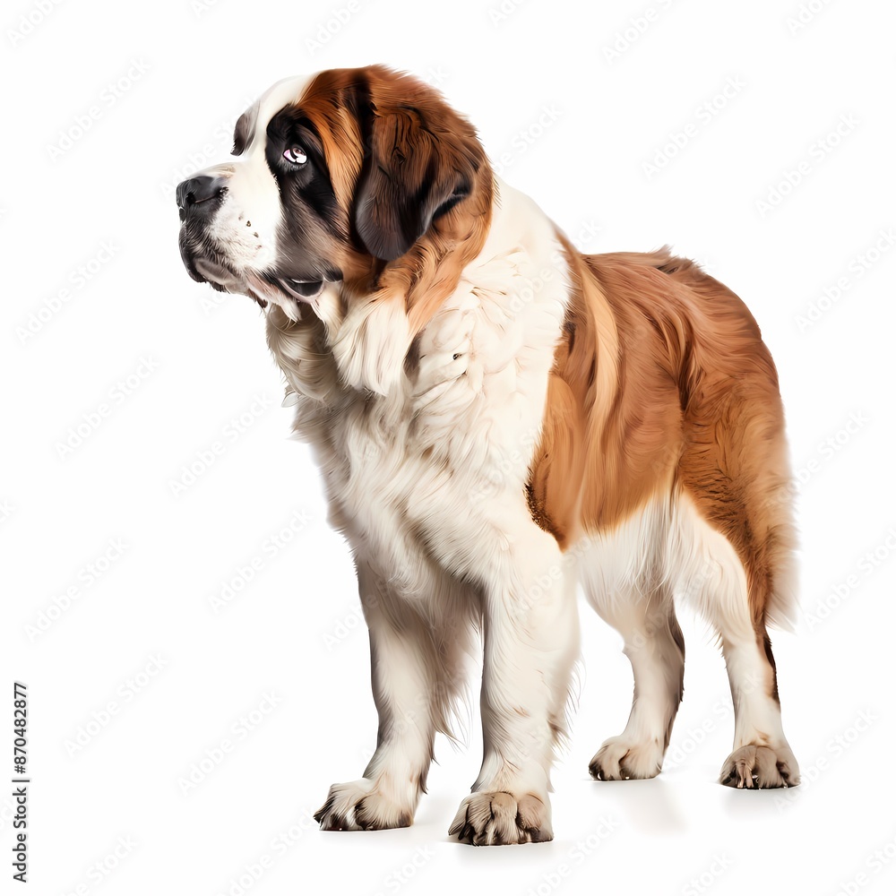 St bernard dog breed standing against white background St bernard dog breed standing against white background