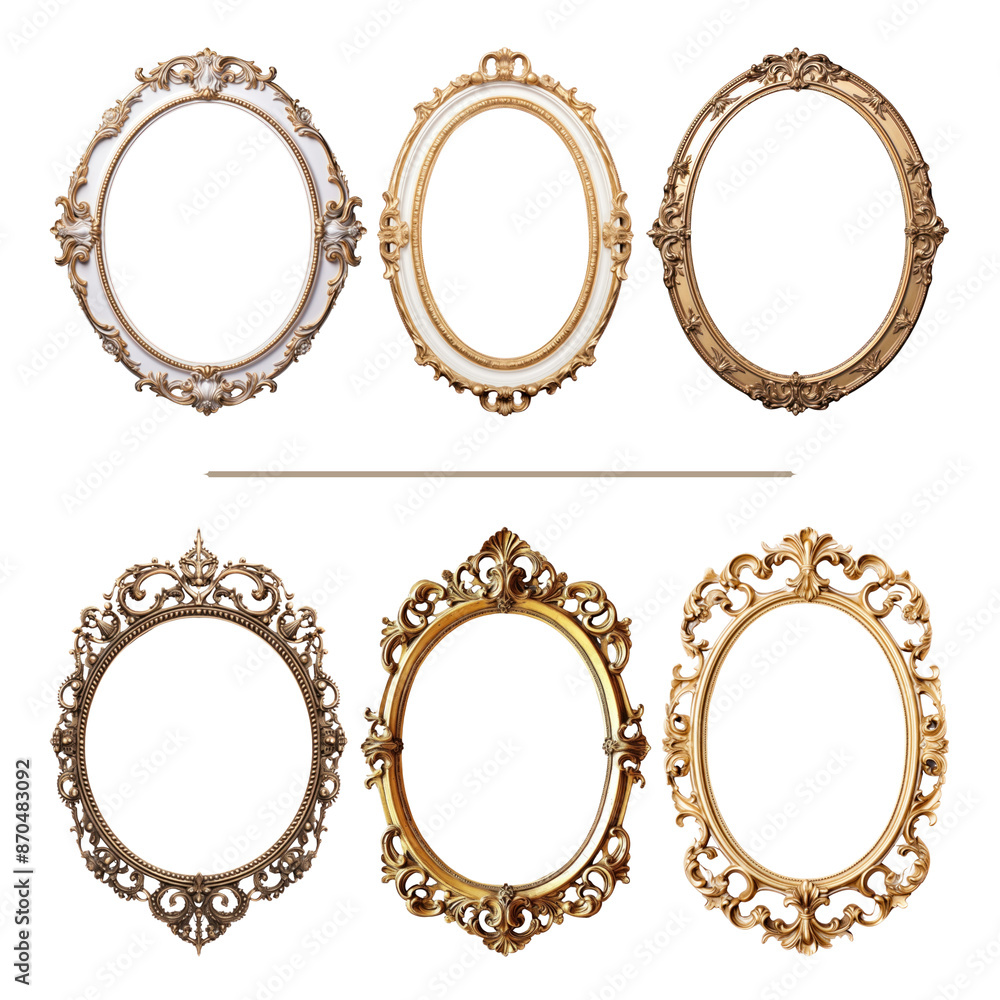 Obraz premium Vintage frame png element set, transparent background