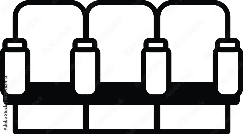 black and white image of a row of chairs with a white background black and white image of a row of chairs with a white background