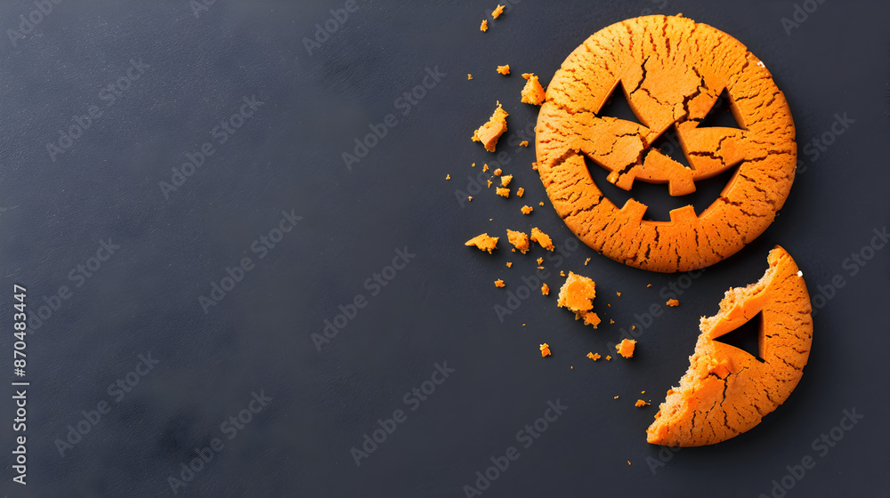 Fototapeta premium Halloween cookie, copy space.