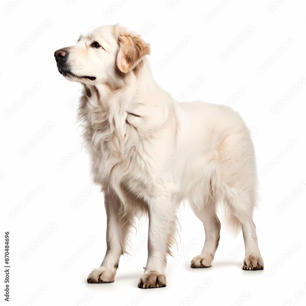 Tatra shepherd dog breed standing against white background, AI Generated Tatra shepherd dog breed standing against white background, AI Generated