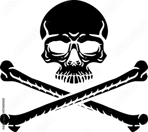 A skull and crossbones pirate jolly roger grim reaper cartoon