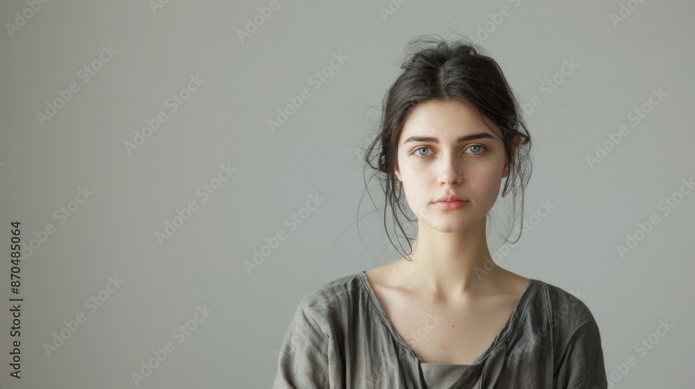 Serene Beauty: Portrait of a Young Woman with Natural Makeup Serene Beauty: Portrait of a Young Woman with Natural Makeup