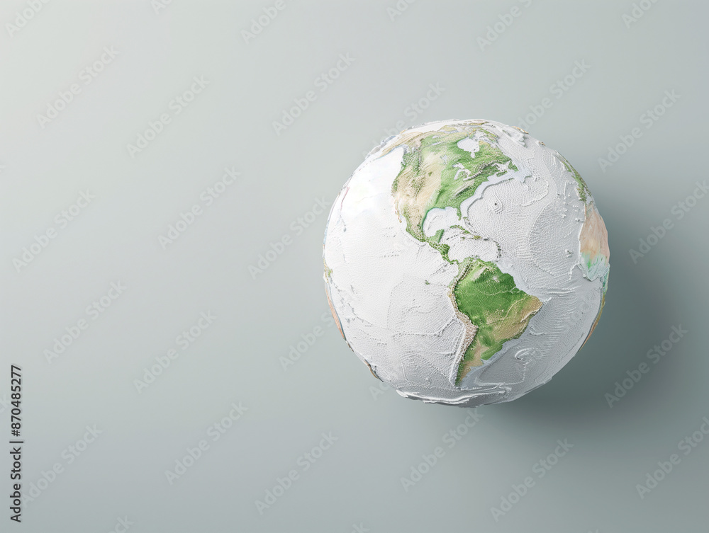 Papercraft Earth planet on gray background Papercraft Earth planet on gray background