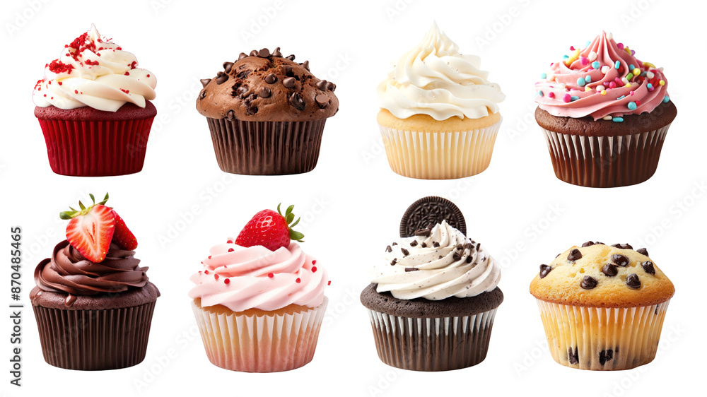 Cupcake dessert food png element set, transparent background Cupcake dessert food png element set, transparent background