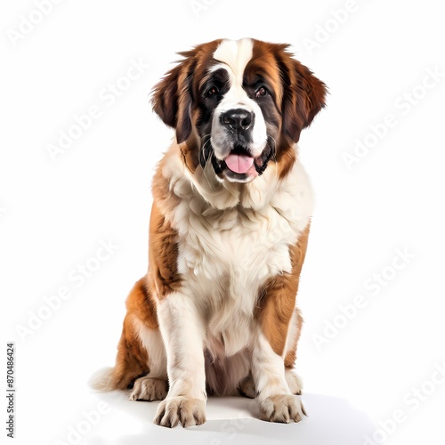 St bernard dog breed standing against white background © Toseef