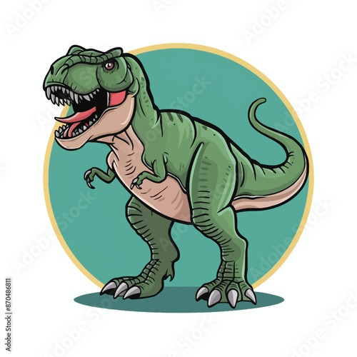 Tyrannosaurus rex or t rex dinosaur isolated on white. Comic style vector