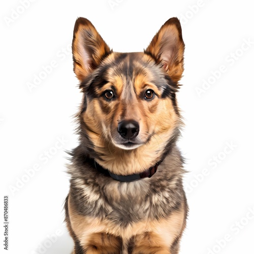 Swedish vallhund dog breed standing against white background, AI Generated © Toseef