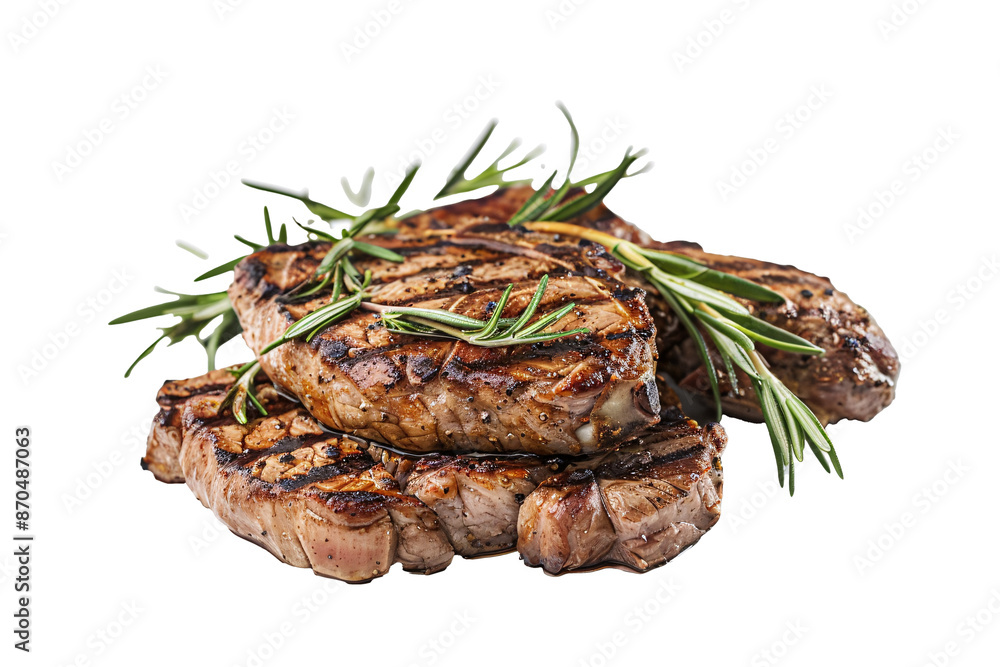 a stack of steaks with rosemary a stack of steaks with rosemary
