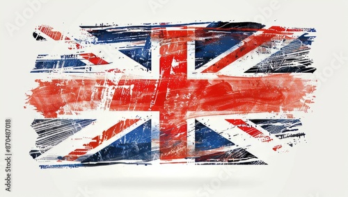 British flag paint scratches isolated on white or transparent photo