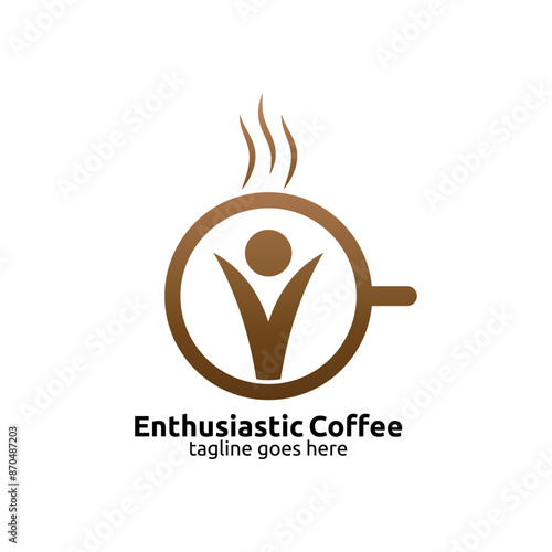 Enthusiastic coffee logo design template