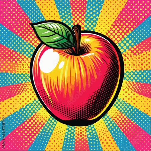 APPLE POPART CLIPART TSHIRT DESIGN COMIC STYLE VECTOR