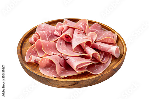 a plate of sliced meat photo