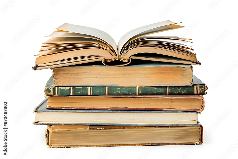 Pile of old books isolated on white background Pile of old books isolated on white background