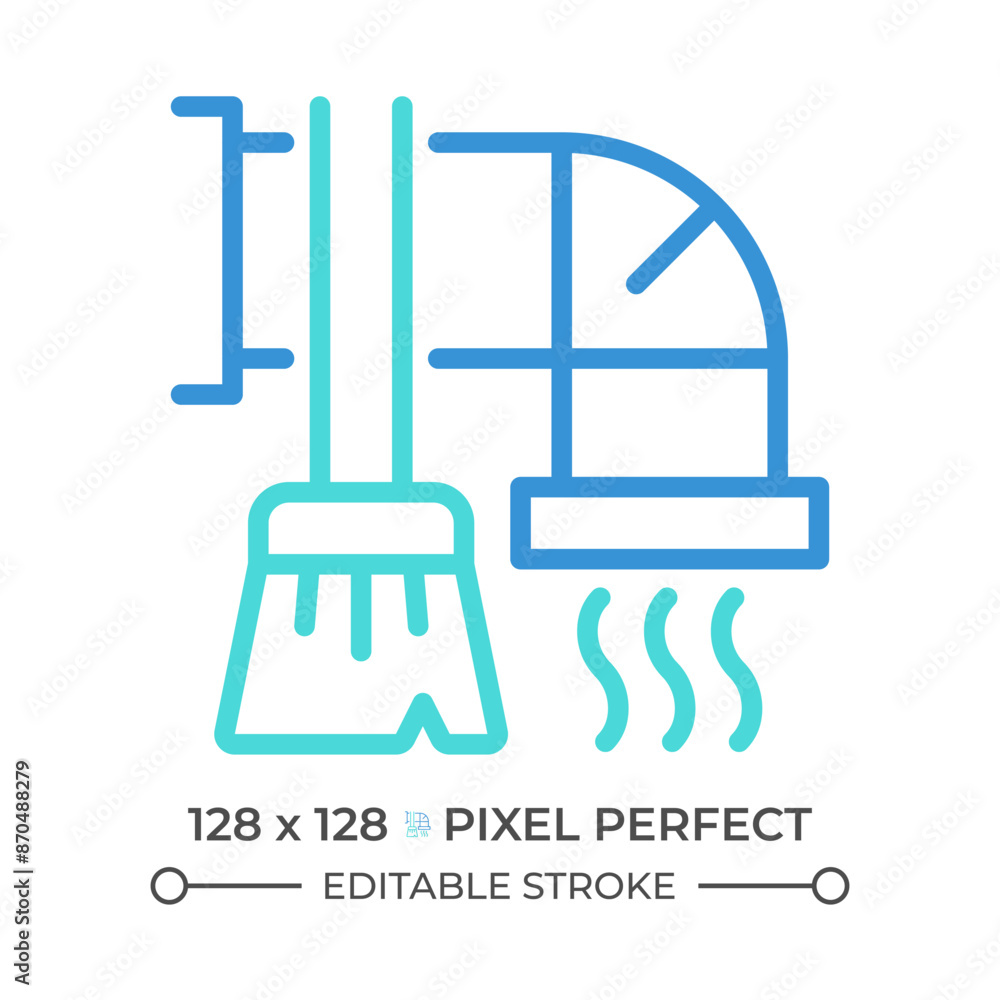 Duct cleaning two color line icon. Air quality improvement. Hvac maintenance. Professional service. Air vent bicolor outline symbol. Duotone linear pictogram. Isolated illustration. Editable stroke Duct cleaning two color line icon. Air quality improvement. Hvac maintenance. Professional service. Air vent bicolor outline symbol. Duotone linear pictogram. Isolated illustration. Editable stroke