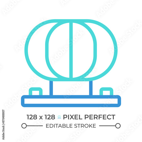 Roof vent two color line icon. Attic ventilation. Home improvement. Air exchange. Hvac system. Air raid siren bicolor outline symbol. Duotone linear pictogram. Isolated illustration. Editable stroke