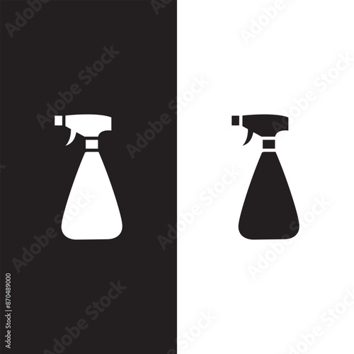 Cleaning Spray Vector Icon isolated  black and white background.