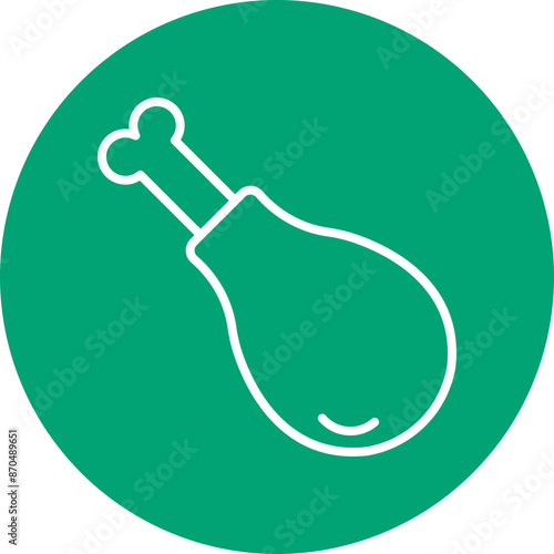 Chicken leg line circle icon