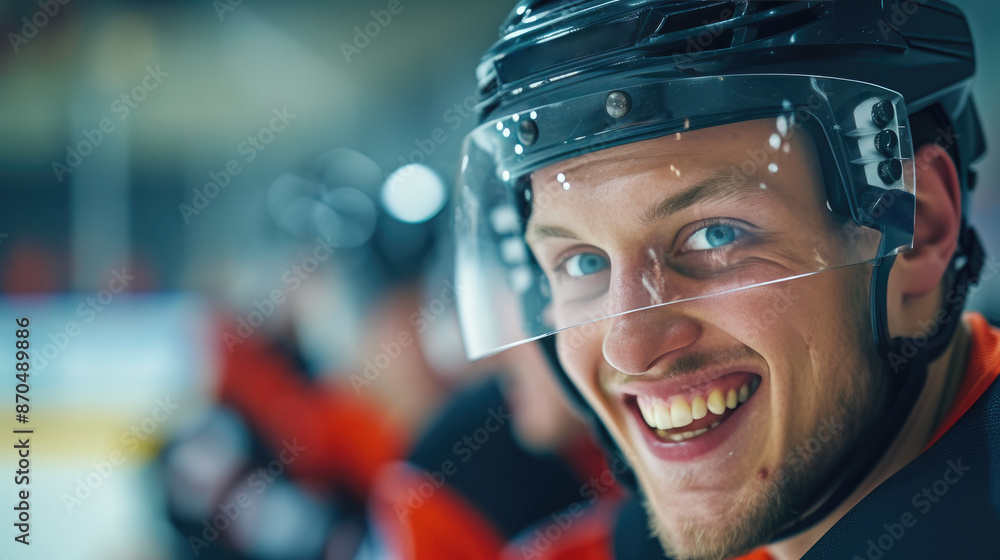 Athlete's Joyful Moment in Ice Hockey Practice Athlete's Joyful Moment in Ice Hockey Practice