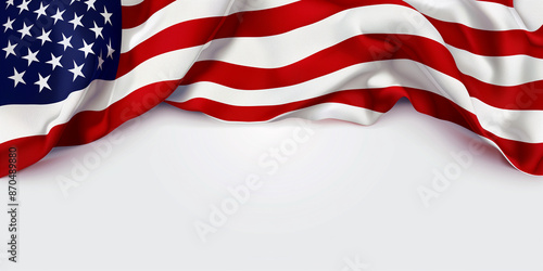 USA Memorial Day, Independence Day, Closed for Holidays. Banner Copy Space, American Flag