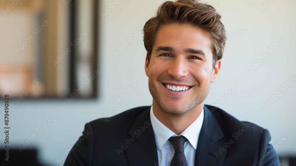Successful Businessman in Professional Attire Smiling Successful Businessman in Professional Attire Smiling