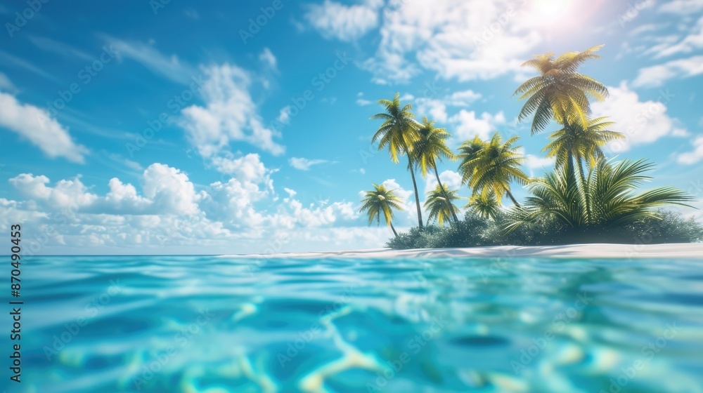 Fototapeta premium Tranquil Blue Sky with Summer Island