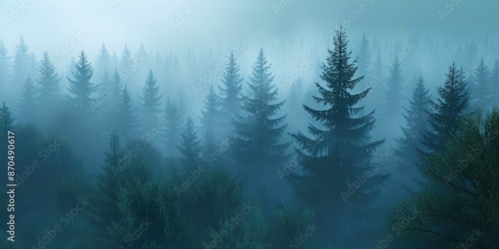 Serene Dawn in a Conifer Forest Serene Dawn in a Conifer Forest
