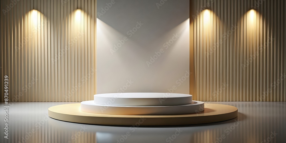 Obraz premium Scene with a podium for product presentation, rendering, podium, product, presentation, stage, showcase, display, exhibition