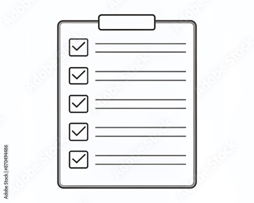 Clipboard Checklist Vector Illustration Paper Document Checkboxes, Marks, Checklist Icon Business, Office, Medical Applications