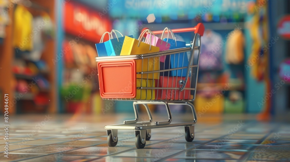 © Alexandr - Shopping cart with multiple bags © Alexandr - Shopping cart with multiple bags