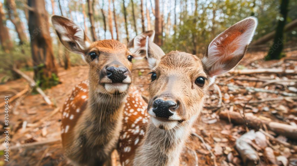 best friends animals taking selfie shots at the forest.Generative AI best friends animals taking selfie shots at the forest.Generative AI