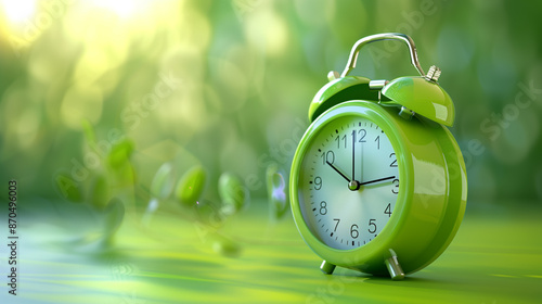 green alarm clock morning wake-up time photo