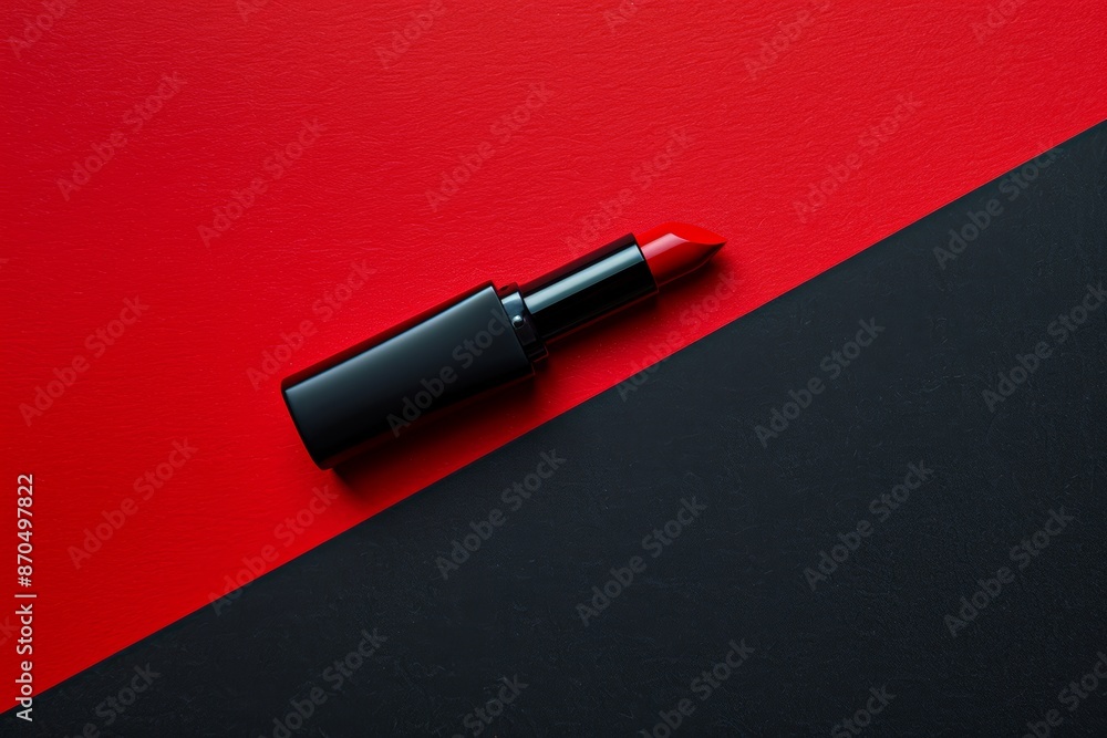 Fototapeta premium Elegant red lipstick on a dual-toned background