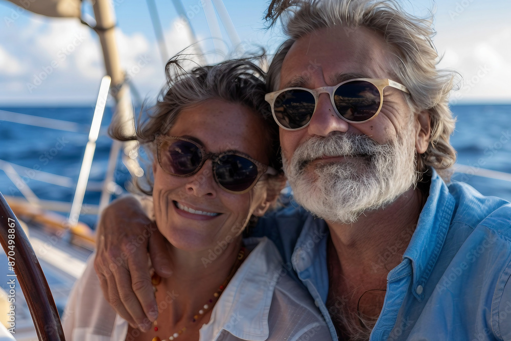 Happy family boat yacht shop cruise liner traveling through sea ocean teal water, Generative AI Happy family boat yacht shop cruise liner traveling through sea ocean teal water, Generative AI