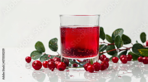 Wallpaper Mural red berry juice in a glass with single berries in the white background Torontodigital.ca