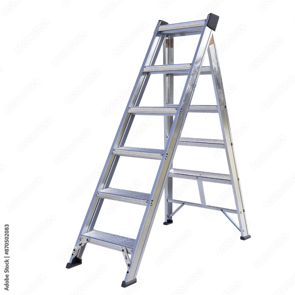 Sturdy aluminum step ladder with six steps, ideal for home and professional use. Suitable for painting, repairs, and reaching high places. Sturdy aluminum step ladder with six steps, ideal for home and professional use. Suitable for painting, repairs, and reaching high places.