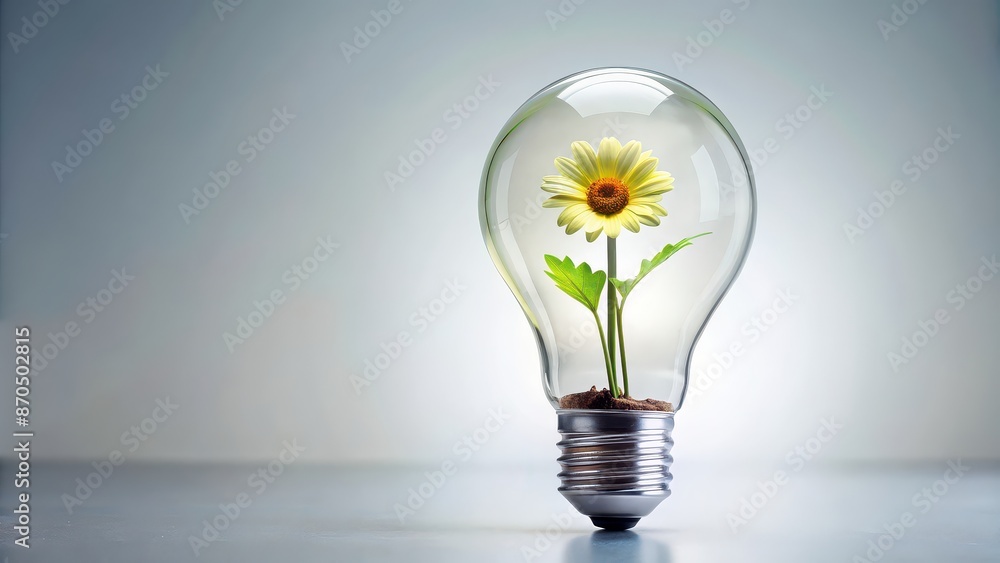 Light bulb with a flower growing inside , growth, innovation, creativity, nature, sustainability, eco-friendly, blooming, fresh, idea Light bulb with a flower growing inside , growth, innovation, creativity, nature, sustainability, eco-friendly, blooming, fresh, idea