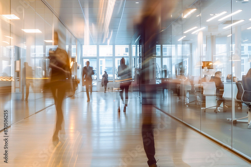 Lively Office Environment with Active Employees and Modern Workstations